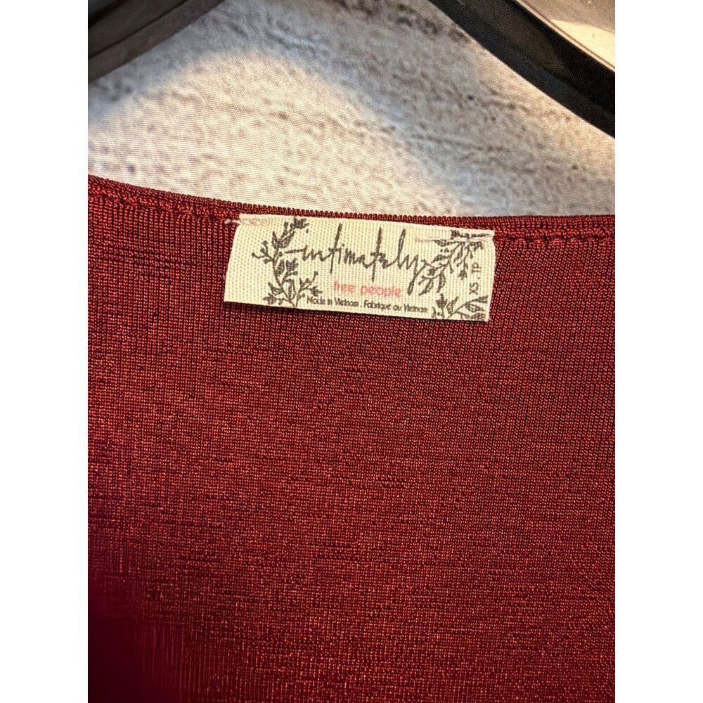 Intimately by Free People Turnt Long Sleeve Bodysuit in Wine Size XS - Picture 2 of 3